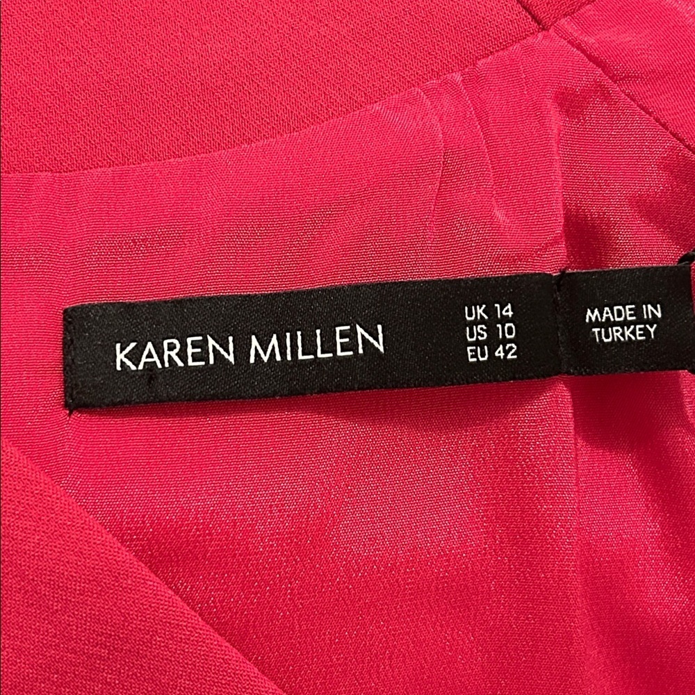 Karen Millen Forever Cinch Waist Cap A-Line Dress In Pink NWT Size US 10, UK 14 - Picture 11 of 12